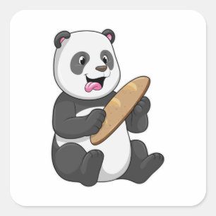Panda als Baker mit Brot Quadratischer Aufkleber