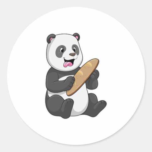 Panda als Baker mit Brot Runder Aufkleber (Vorderseite)