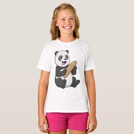 Panda als Baker mit Brot T-Shirt (Vorne ganz)