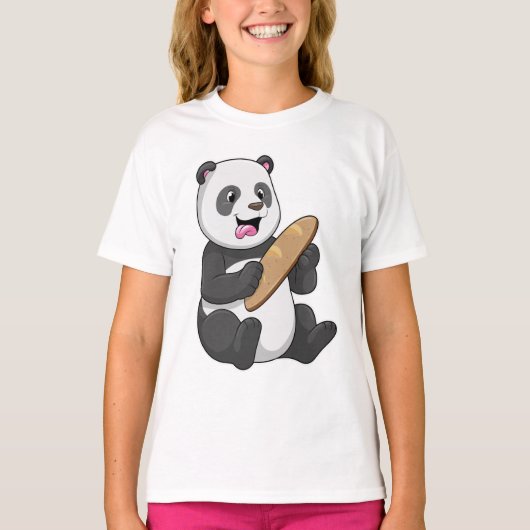 Panda als Baker mit Brot T-Shirt (Vorderseite)