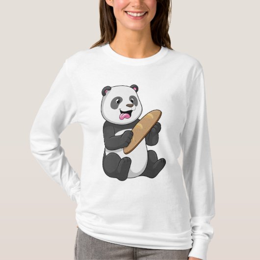 Panda als Baker mit Brot T-Shirt (Vorderseite)