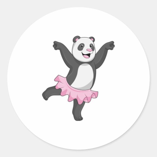 Panda als Ballerina im Ballett Runder Aufkleber (Vorderseite)
