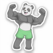 Panda als Bodybuilder an der Bodybuilding Aufkleber (Vorderseite)