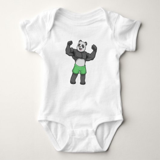 Panda als Bodybuilder an der Bodybuilding Baby Strampler (Vorderseite)