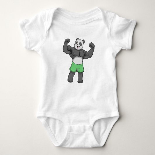 Panda als Bodybuilder an der Bodybuilding Baby Strampler (Vorderseite)