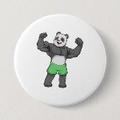 Panda als Bodybuilder an der Bodybuilding Button (Vorderseite)