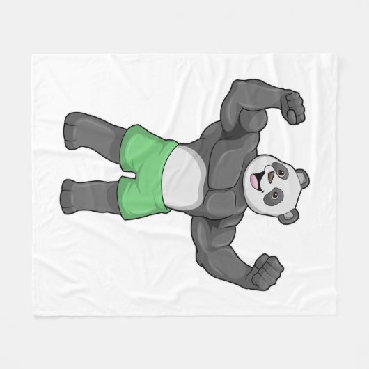Panda als Bodybuilder an der Bodybuilding Fleecedecke (Vorderseite (Horizontal))