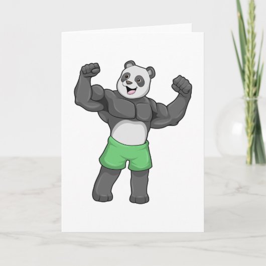 Panda als Bodybuilder an der Bodybuilding Karte (Vorderseite)