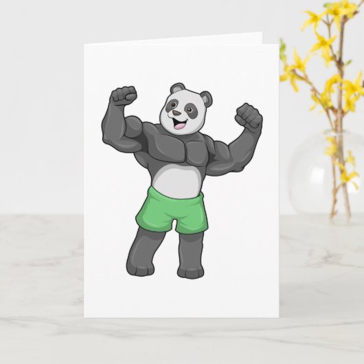 Panda als Bodybuilder an der Bodybuilding Karte (Gelbe Blume)