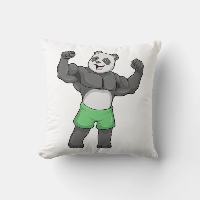 Panda als Bodybuilder an der Bodybuilding Kissen (Vorderseite)