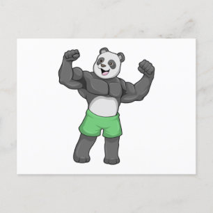 Panda als Bodybuilder an der Bodybuilding Postkarte