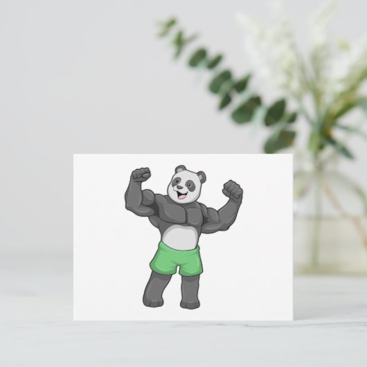 Panda als Bodybuilder an der Bodybuilding Postkarte (Stehend Vorderseite)
