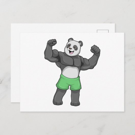 Panda als Bodybuilder an der Bodybuilding Postkarte (Vorne/Hinten)
