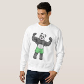 Panda als Bodybuilder an der Bodybuilding Sweatshirt (Vorne ganz)