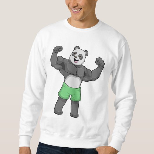 Panda als Bodybuilder an der Bodybuilding Sweatshirt (Vorderseite)