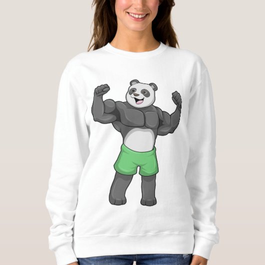Panda als Bodybuilder an der Bodybuilding Sweatshirt (Vorderseite)