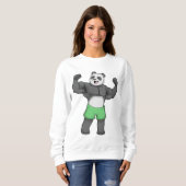 Panda als Bodybuilder an der Bodybuilding Sweatshirt (Vorne ganz)