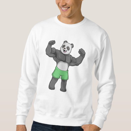 Panda als Bodybuilder an der Bodybuilding Sweatshirt (Vorderseite)
