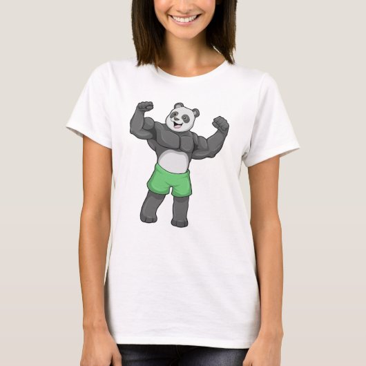 Panda als Bodybuilder an der Bodybuilding T-Shirt (Vorderseite)