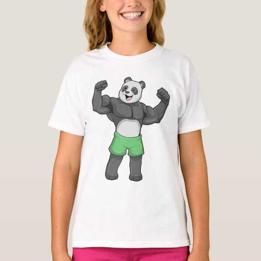 Panda als Bodybuilder an der Bodybuilding T-Shirt (Vorderseite)