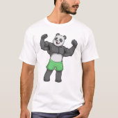 Panda als Bodybuilder an der Bodybuilding T-Shirt (Vorderseite)