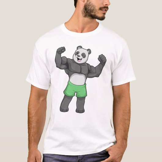 Panda als Bodybuilder an der Bodybuilding T-Shirt (Vorderseite)