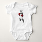 Panda als Boxer mit Boxhandschuhen Baby Strampler (Vorderseite)