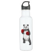 Panda als Boxer mit Boxhandschuhen Edelstahlflasche (Vorderseite)