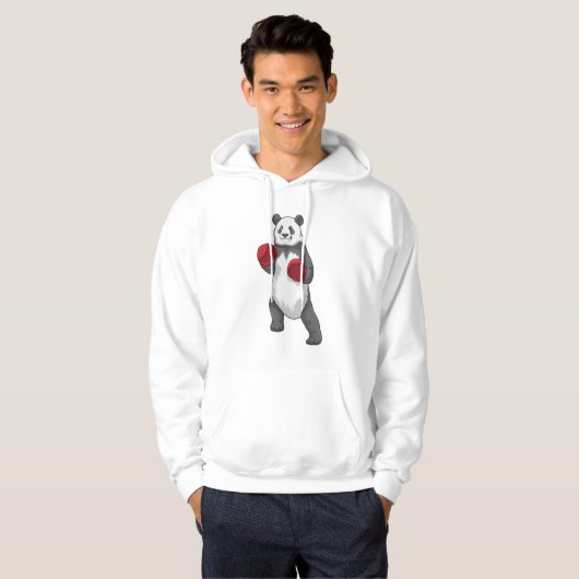 Panda als Boxer mit Boxhandschuhen Hoodie (Vorne ganz)