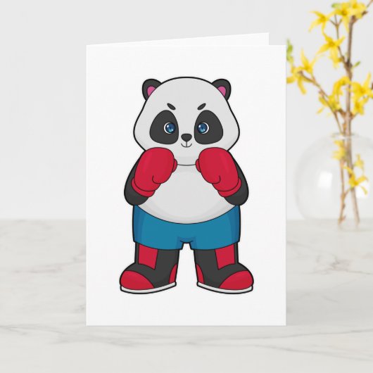 Panda als Boxer mit Boxhandschuhen Karte (Gelbe Blume)