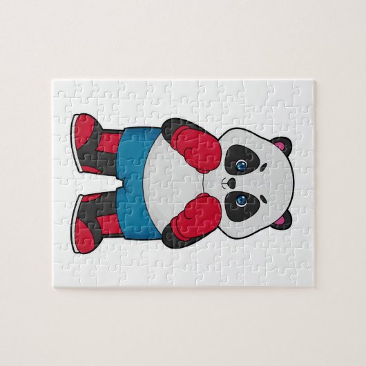 Panda als Boxer mit Boxhandschuhen Puzzle (Horizontal)