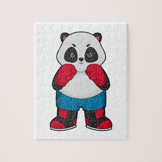 Panda als Boxer mit Boxhandschuhen Puzzle (Vertikal)