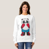 Panda als Boxer mit Boxhandschuhen Sweatshirt (Vorne ganz)