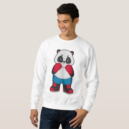 Panda als Boxer mit Boxhandschuhen Sweatshirt (Vorne ganz)