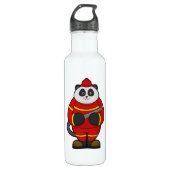 Panda als Feuerwehrmann mit Schlauch Edelstahlflasche (Vorderseite)