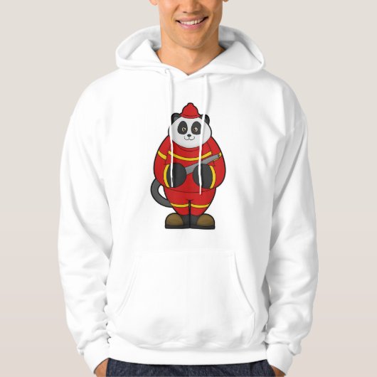 Panda als Feuerwehrmann mit Schlauch Hoodie (Vorderseite)
