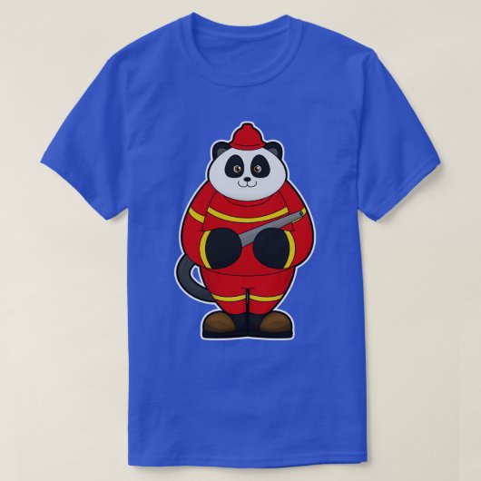 Panda als Feuerwehrmann mit Schlauch T-Shirt (Design vorne)
