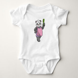 Panda als Friseur mit Kamm Baby Strampler