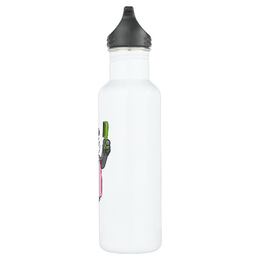 Panda als Friseur mit Kamm Edelstahlflasche (Rechts)