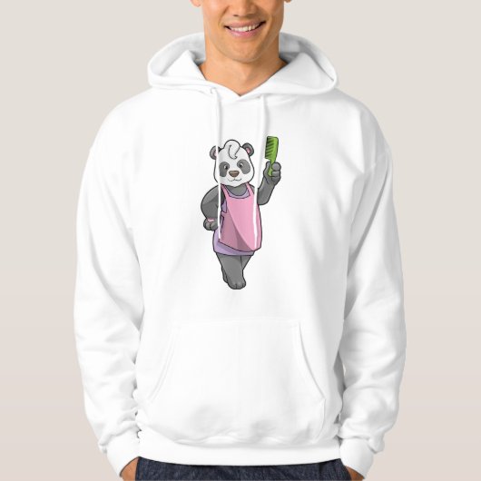 Panda als Friseur mit Kamm Hoodie (Vorderseite)