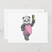 Panda als Friseur mit Kamm Postkarte (Vorne/Hinten)