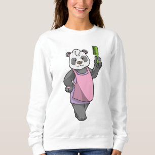 Panda als Friseur mit Kamm Sweatshirt