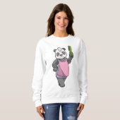Panda als Friseur mit Kamm Sweatshirt (Vorne ganz)