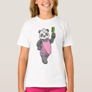 Panda als Friseur mit Kamm T-Shirt