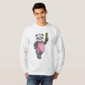 Panda als Friseur mit Kamm T-Shirt (Vorne ganz)