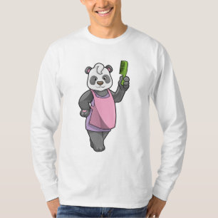 Panda als Friseur mit Kamm T-Shirt