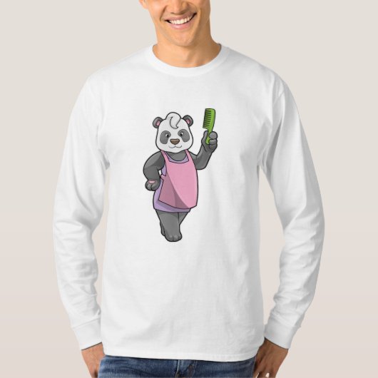 Panda als Friseur mit Kamm T-Shirt (Vorderseite)