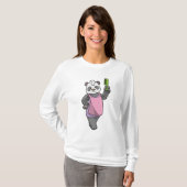 Panda als Friseur mit Kamm T-Shirt (Vorne ganz)
