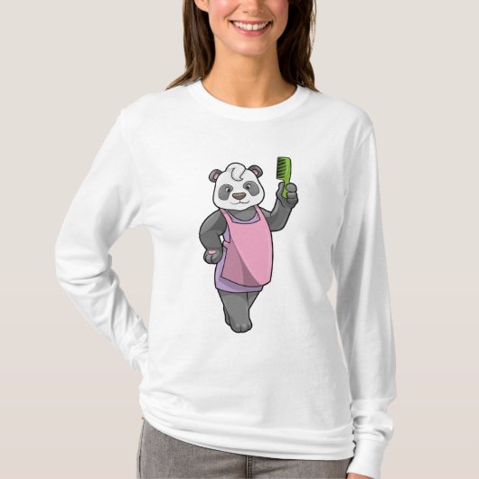 Panda als Friseur mit Kamm T-Shirt (Vorderseite)