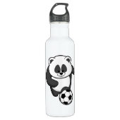 Panda als Fußballspieler bei Fußball Edelstahlflasche (Vorderseite)